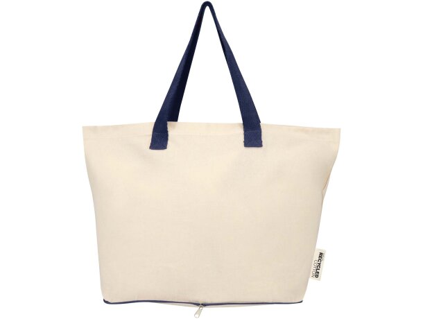 Bolsa tote Sierra 12L algodón reciclado certificado GRS Natural/azul marino detalle 10