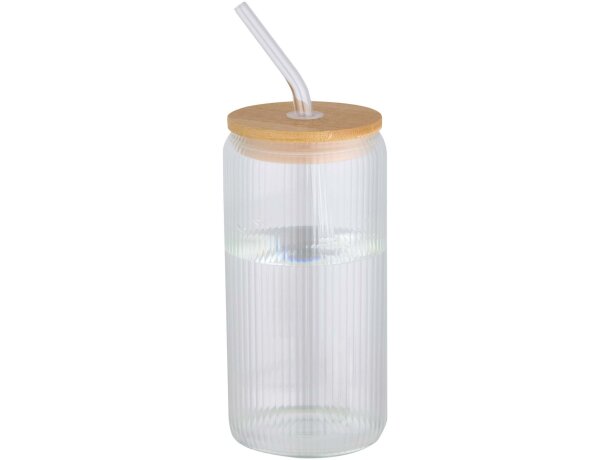 Jarra Mirage de vidrio borosilicato con tapa de bambú 650 ml Transparente detalle 3