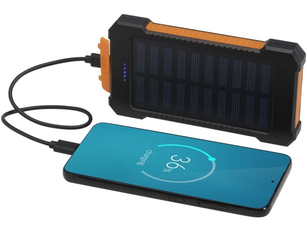 Batería externa solar Altair de 5000 mAh con panel fotovoltaico Negro intenso detalle 6