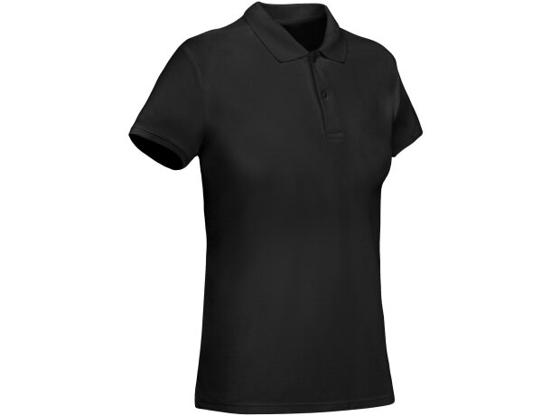 Polo mujer algodón orgánico Prince manga corta entallado Roly Negro intenso detalle 8
