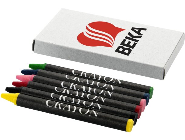 Caja de cartón con 6 ceras personalizado de colores barata