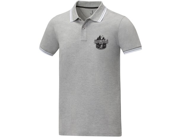 Polo de manga corta con ribete para hombre Amarago Gris mezcla detalle 8