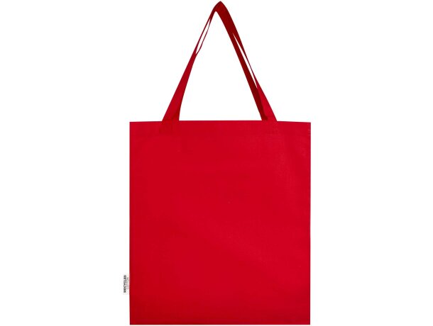 Bolsa tote con refuerzos algodón reciclado certificado GRS Madras Rojo detalle 18