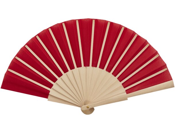 Abanico Manuela de madera y poliéster personalizable Rojo detalle 9