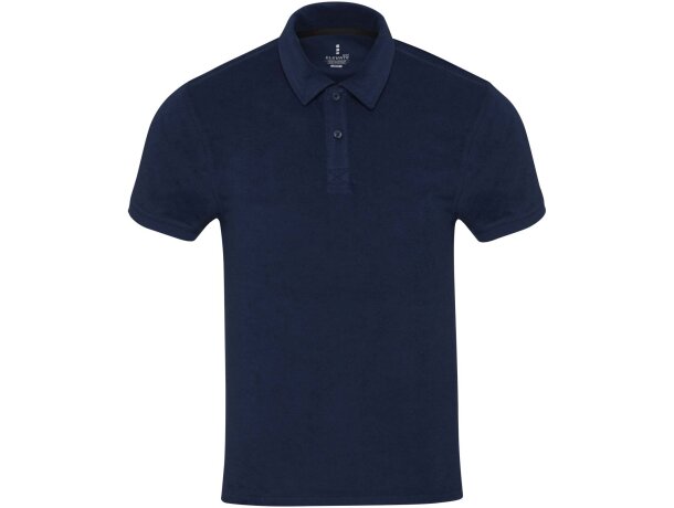 Polo unisex de rizo reciclado Akoya con certificación GRS Azul marino detalle 11