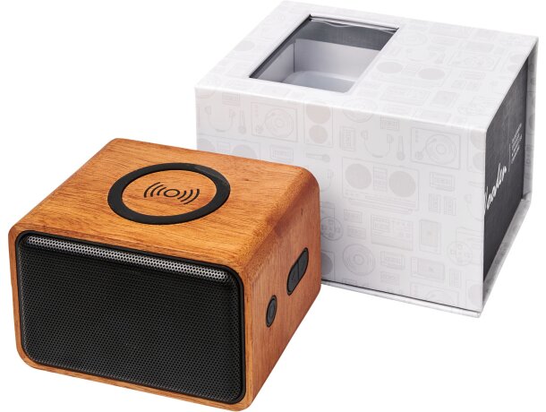 Altavoz con base de carga inalámbrica Wooden Madera detalle 8