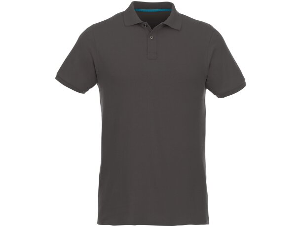 Polo de manga corta de material reciclado orgánico GRS para hombre Beryl Gris tormenta detalle 10