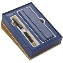 Estuche exclusivo con bolígrafo negro y bolsa en azul negro intenso barato Estuche exclusivo con bolígrafo negro y bolsa en azul negro intenso barato