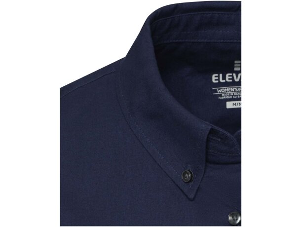Camisa oxford mujer Sphene algodón BCI certificado Azul marino detalle 16