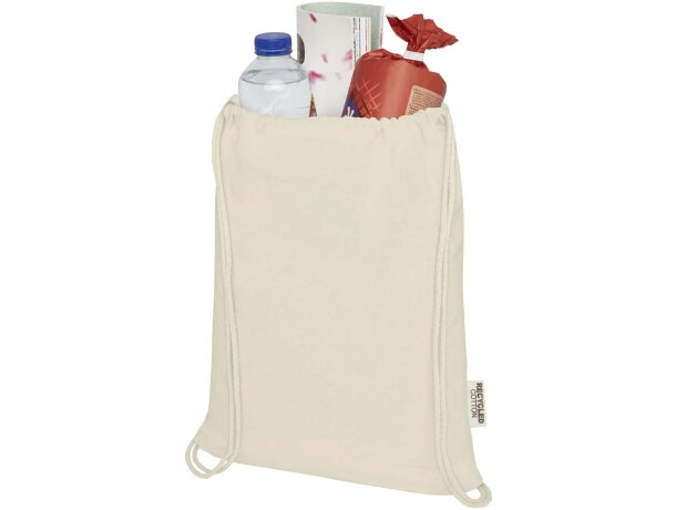 Bolsa con cordón Oregon de algodón reciclado certificado GRS Natural detalle 2