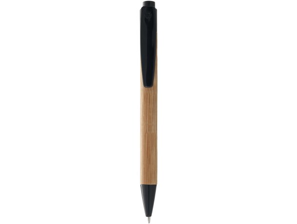 Bolígrafo de madera de bambú con clip Natural/negro intenso detalle 1