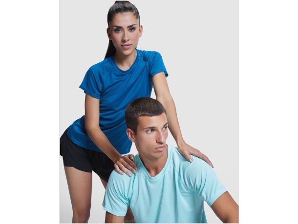 Camiseta deportiva manga corta mujer Bahrain Roly técnica Verde militar detalle 32