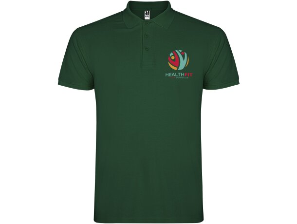 Polo manga corta hombre Star Roly 100% algodón piqué 200 g/m² Verde botella detalle 77