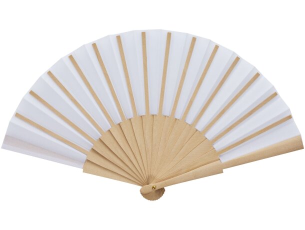 Abanico Manuela de madera y poliéster personalizable Blanco detalle 3