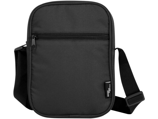 Bandolera reciclada certificada GRS Byron con cremallera Negro intenso detalle 3