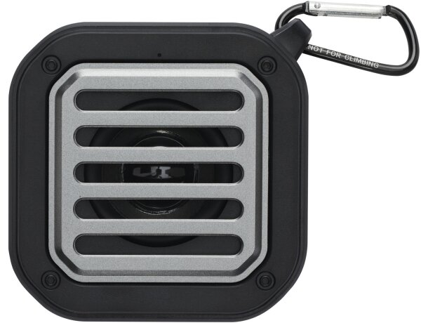 Altavoz solar Bluetooth IPX5 de 3W con mosquetón Solo Negro intenso detalle 3