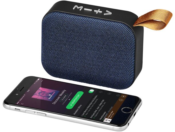 Altavoz Bluetooth Fashion con rejilla de tela tejida Azul real detalle 15