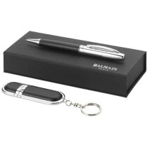 Set de roller con memoria usb de 4gb personalizada negro intenso Set de roller con memoria usb de 4gb personalizada negro intenso