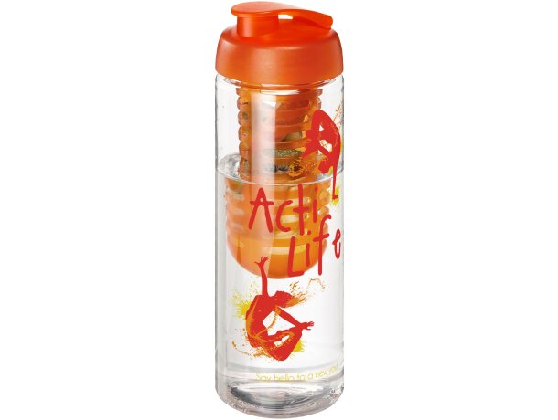 H2O Active® Vibe Bidón e infusor con tapa Flip de 850 ml Transparente/naranja detalle 13