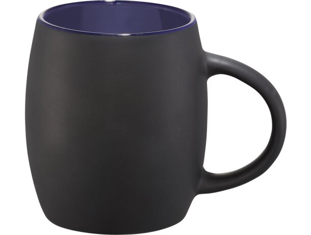 Taza de cerámica de 400 ml con base de madera Hearth Negro intenso/azul detalle 15