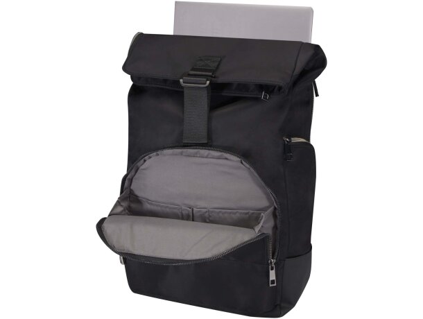 Mochila enrollable Rhine nylon reciclado GRS para portátil 15 Negro intenso detalle 5