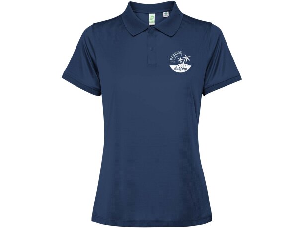 Polo manga corta mujer Tormo Roly poliéster reciclado entallado Azul marino detalle 13