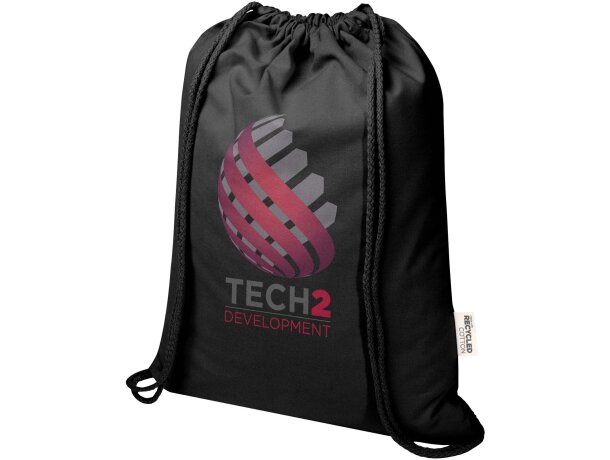 Bolsa con cuerdas Peru Blend de algodón reciclado GRS 5L Negro intenso detalle 6