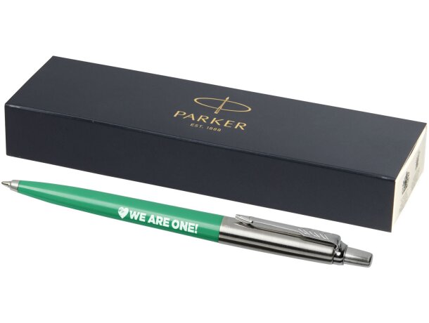 Estuche de bolígrafo promocional elegante Parker para grabar Verde/plateado detalle 50