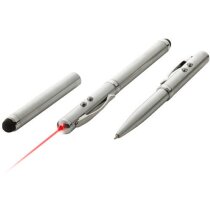 Bolígrafo con puntero láser y led personalizado plata Bolígrafo con puntero láser y led personalizado plata