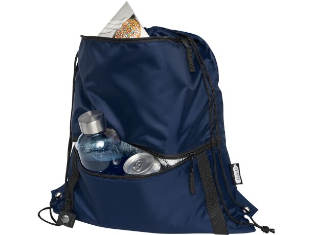Bolsa con cordón aislada Adventure 9l en poliéster reciclado Azul marino detalle 11