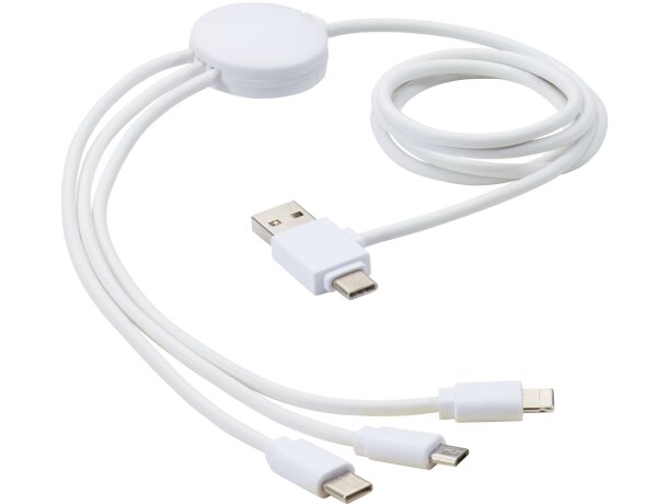 Cable de carga 5 en 1 Pure con aditivo antibacteriano Blanco detalle 7