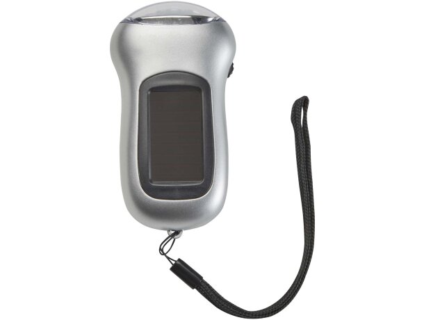 Linterna solar Viv con recarga manual y panel fotovoltaico Plateado detalle 2