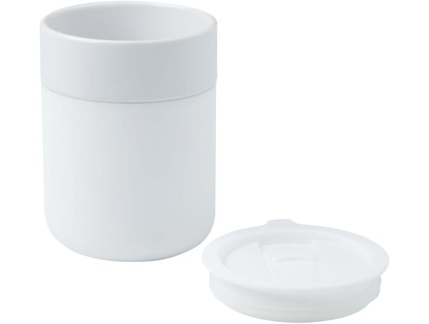 Vaso de cerámica Java 330ml con tapa antiderrames Blanco detalle 8
