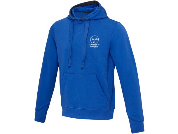 Sudadera con capucha unisex Laguna algodón BCI y poliéster Azul detalle 7