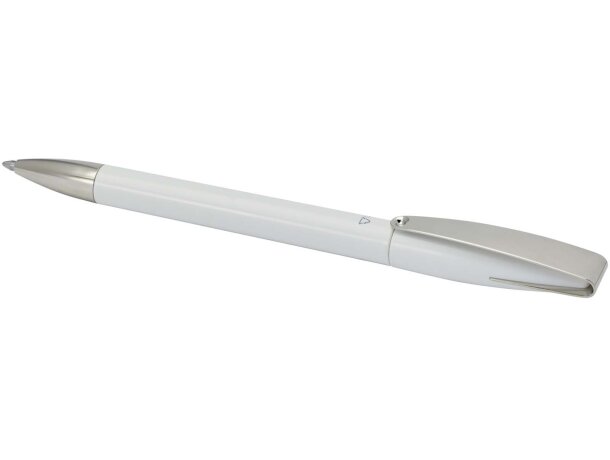 Bolígrafo Ana de plástico reciclado con mecanismo clic Blanco detalle 3