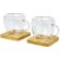 Tazas vidrio doble pared Manti con posavasos bambú 100ml Transparente/natural detalle 6