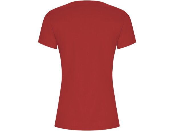 Camiseta mujer algodón orgánico entallada Golden Roly Rojo detalle 22