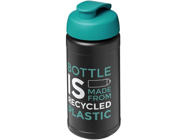 Bidón deportivo Baseline reciclado con tapa Flip 500ml Negro intenso/aqua detalle 45