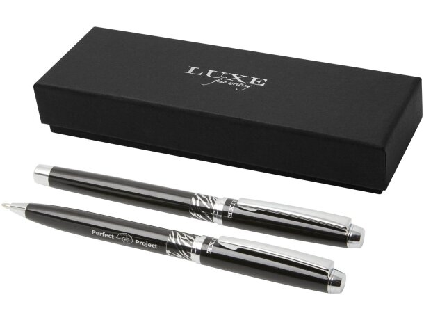 Set de bolígrafo y rollerball Rivulet Negro intenso detalle 1