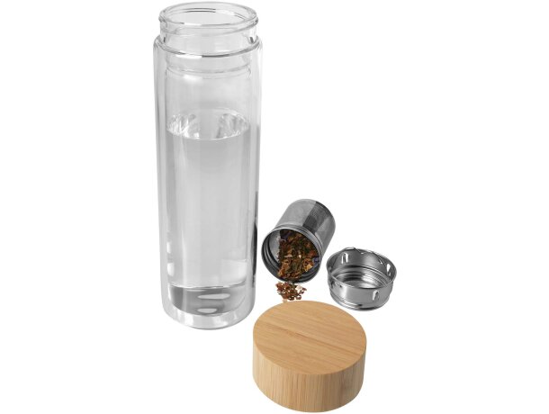 Botella de vidrio borosilicato Bailey 400ml con infusor de té Transparente claro detalle 4
