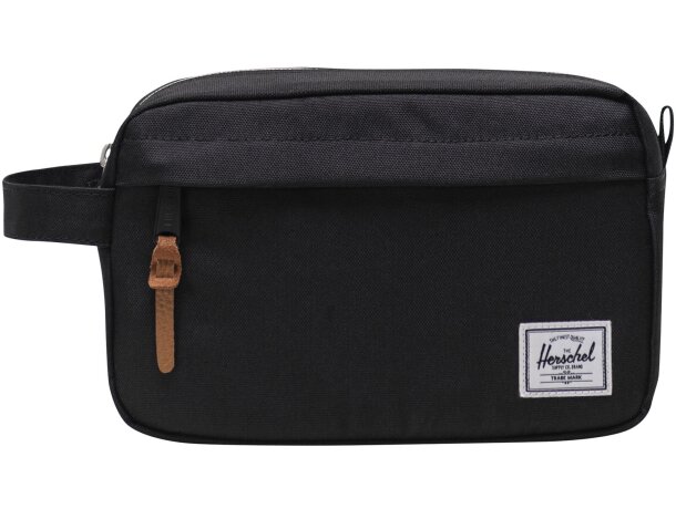 Neceser de viaje reciclado Herschel Chapter con cremallera Negro intenso detalle 2