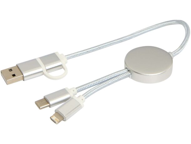 Cable 5 en 1 Alasia aluminio reciclado carga rápida Plateado detalle 19