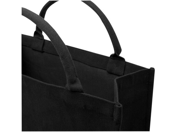 Bolsa tote cuadrada Page algodón y poliéster reciclado 500g Negro intenso detalle 4