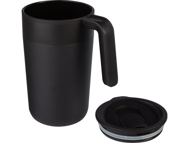 Taza térmica Nordia con doble pared reciclada de 400ml Negro intenso detalle 4