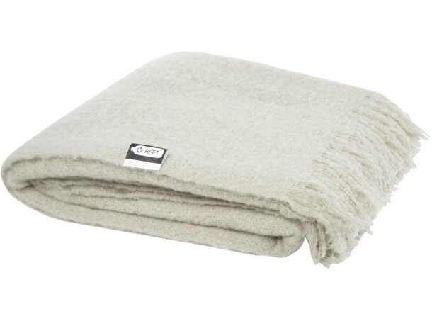 Manta sostenible Ivy de mohair y RPET con certificación GRS Gris claro detalle 11