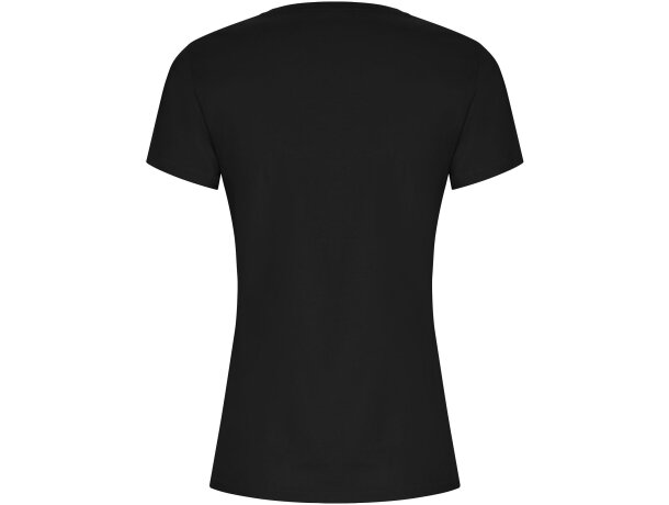 Camiseta mujer algodón orgánico entallada Golden Roly Negro intenso detalle 6