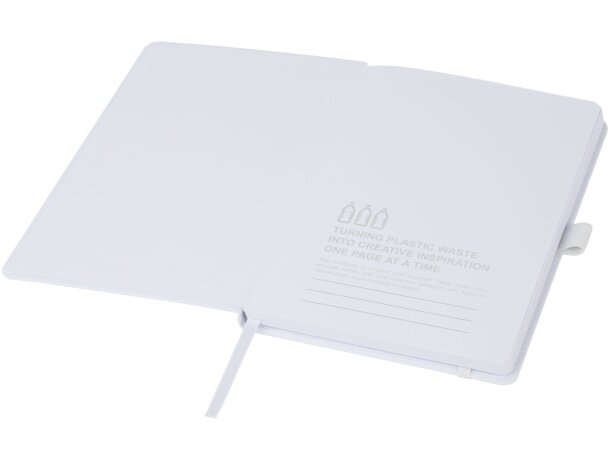 Libreta tapa dura plástico oceánico reciclado Thalaasa FSC Blanco detalle 5