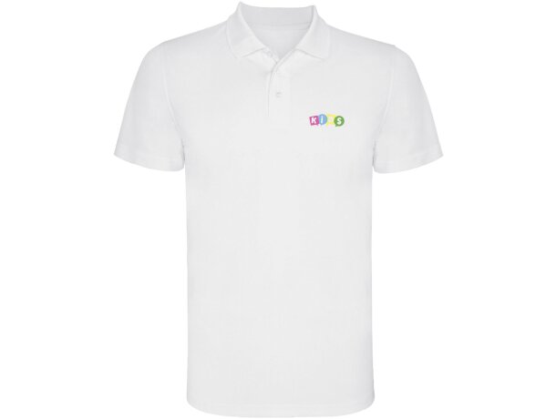 Polo deportivo manga corta infantil Monzha Roly transpirable Blanco detalle 1