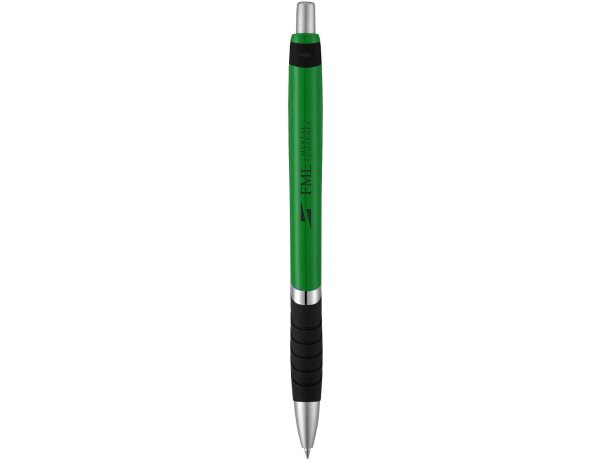 Bolígrafo de color liso con empuñadura de goma Turbo Verde/negro intenso detalle 8