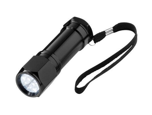 Linterna ligera de aluminio 8 leds personalizada negro intenso Linterna ligera de aluminio 8 leds personalizada negro intenso